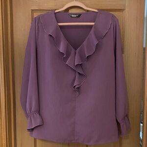 Allegra K Purple Ruffle Blouse